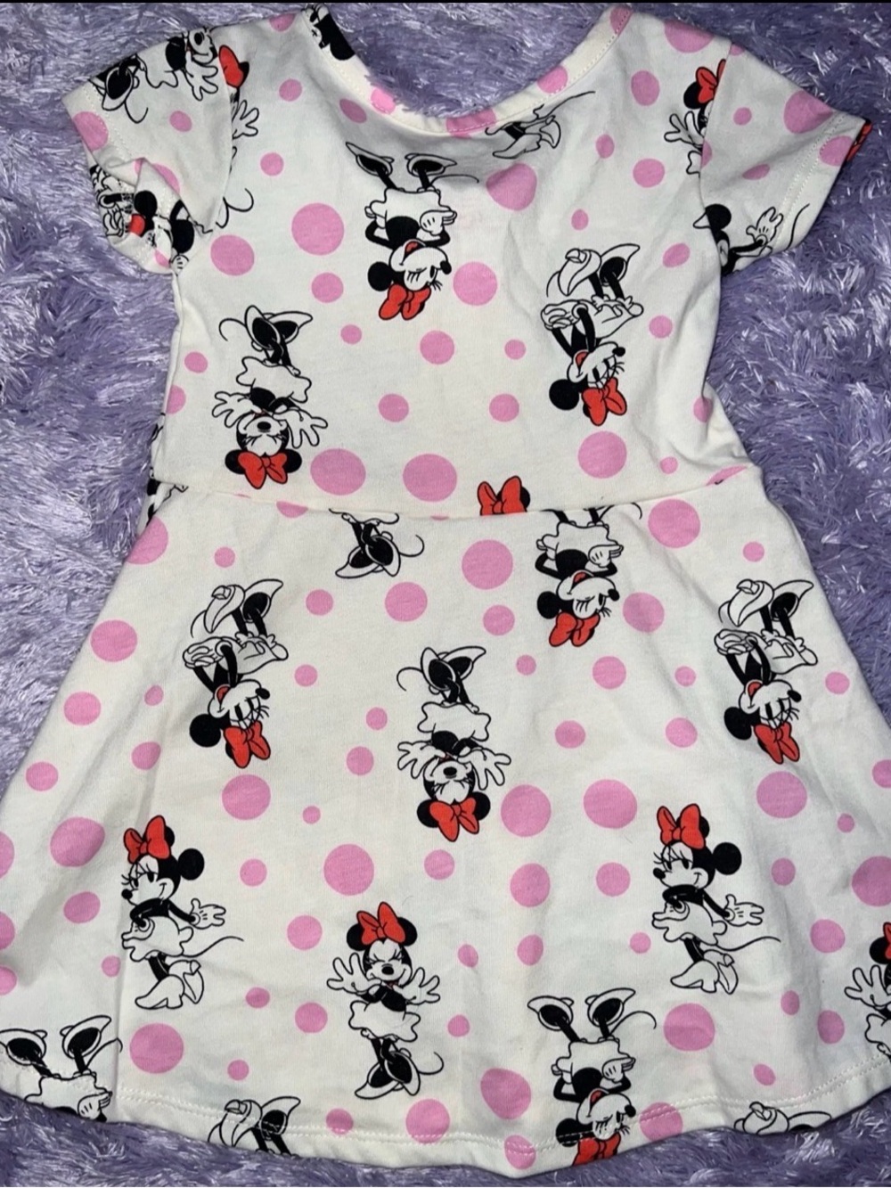 Disney White Dress with Pink Polka Dots and Minnie Mouse Motif